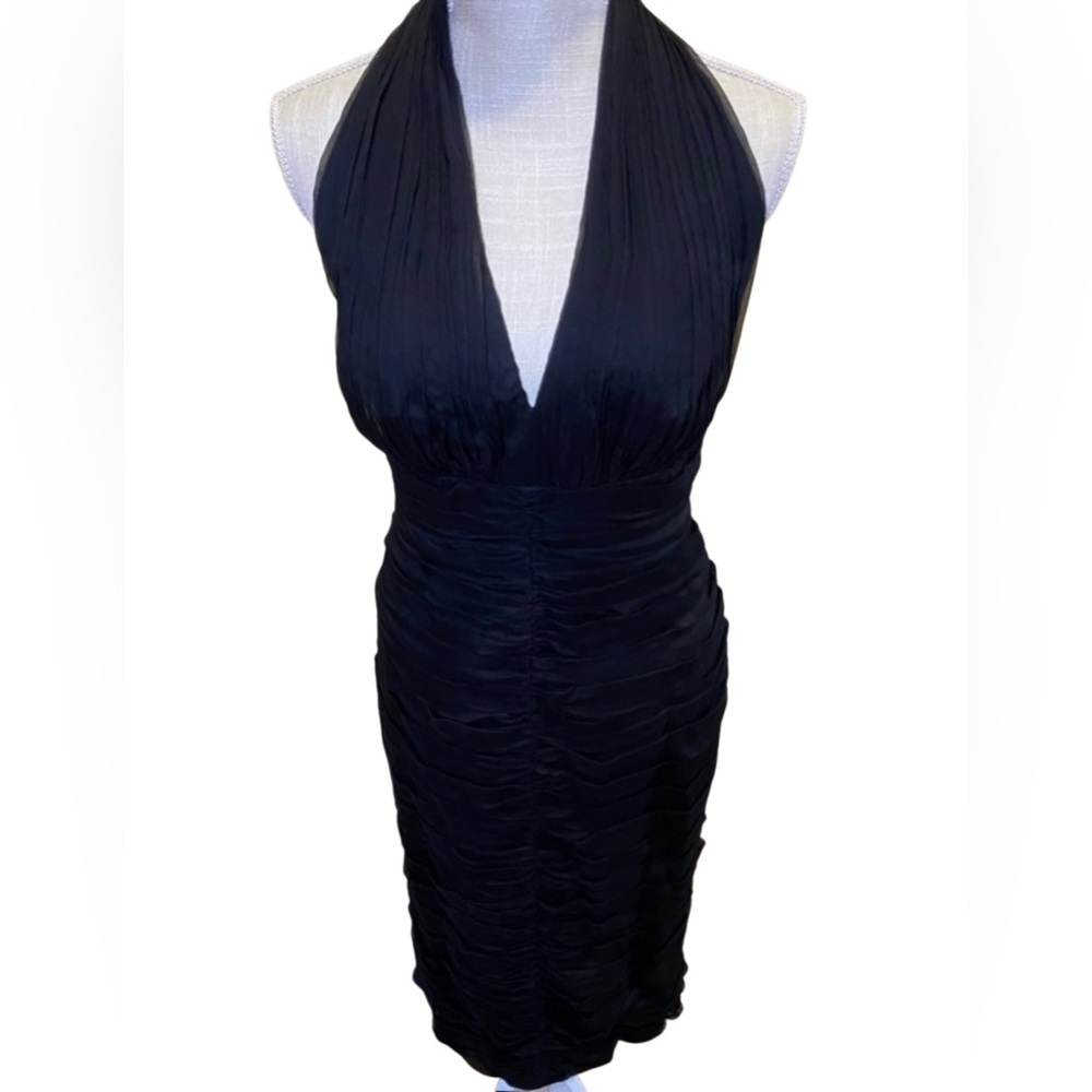 Tadashi Ruched Halter Midi Dress